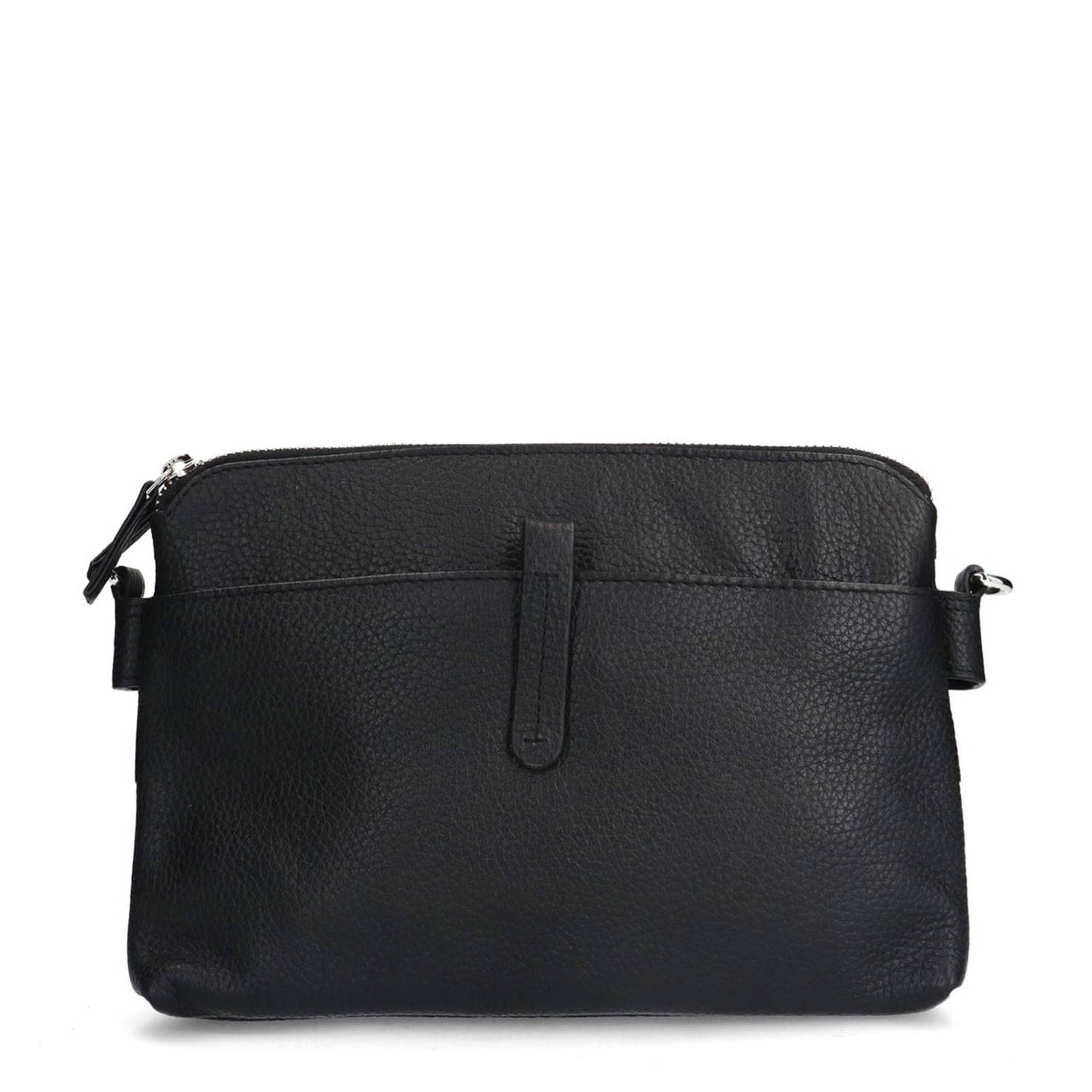 Manfield leren crossbody tas zwart