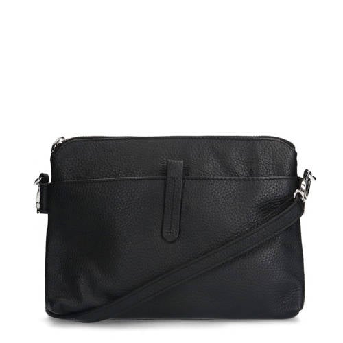 Manfield leren crossbody tas zwart afbeelding