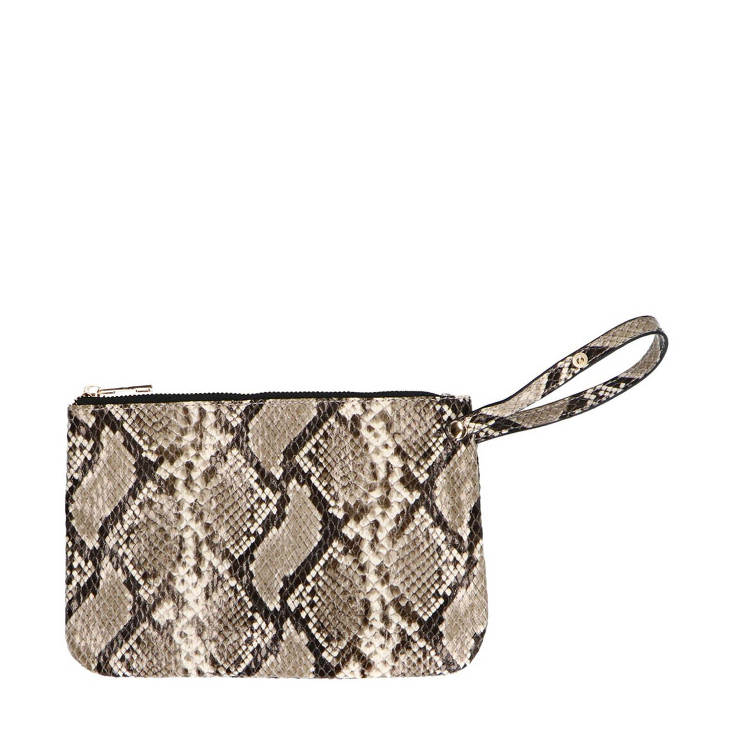 Manfield shopper met slangenprint beige