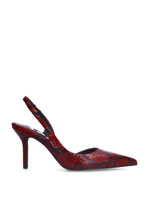   slingback pumps met slangenprint rood/zwart