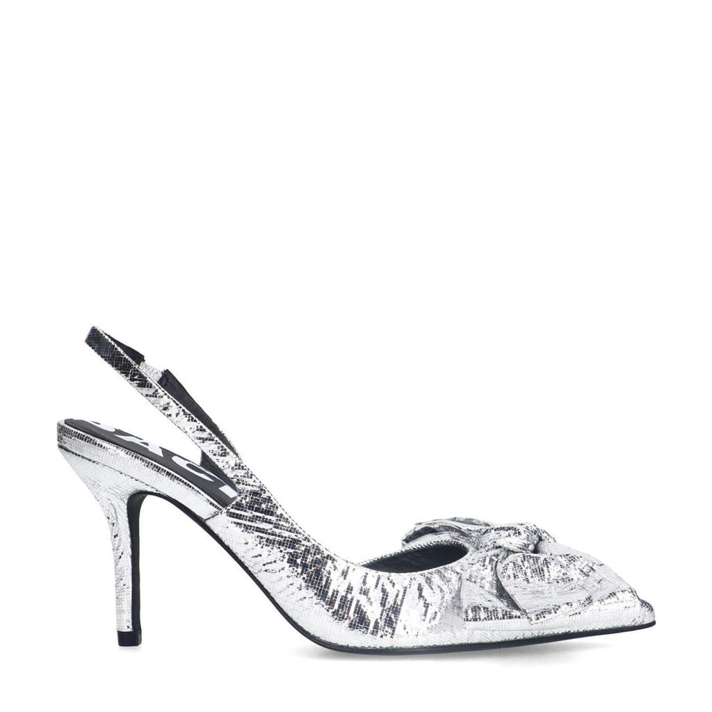 Zilverkleurige dames Sacha slingback pumps van synthetisch materiaal