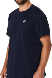 thumbnail: Donkerblauwe heren hardloopshirt Core van polyester met korte mouwen en ronde hals
