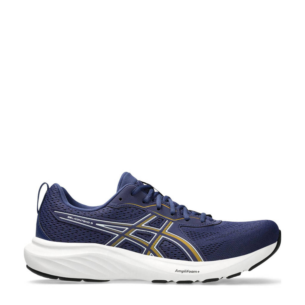 ASICS Gel-Contend hardloopschoenen donkerblauw/wit/geel wehkamp