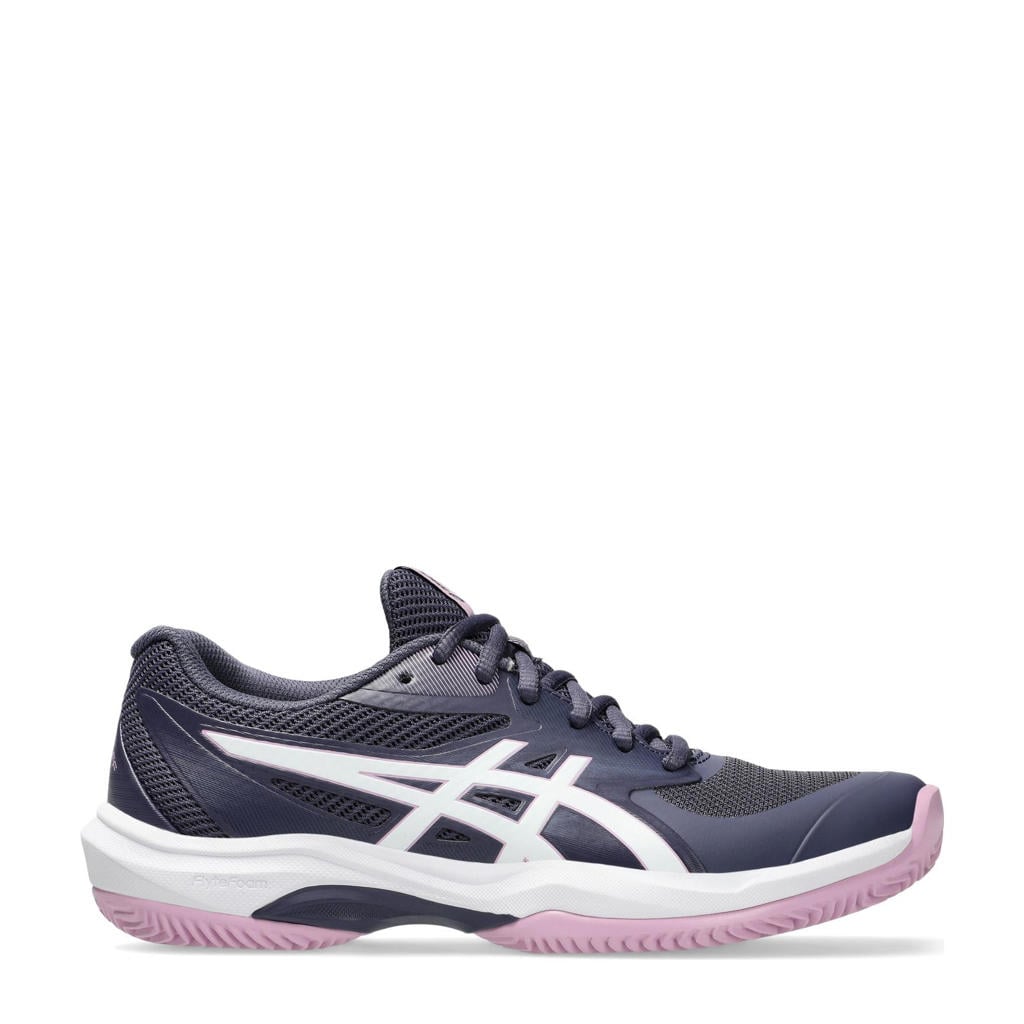 Donkerblauw, wit en lilakleurige dames ASICS Game FF Clay OC tennisschoenen van mesh-pu/voering: mesh/voetbed: eva met veters