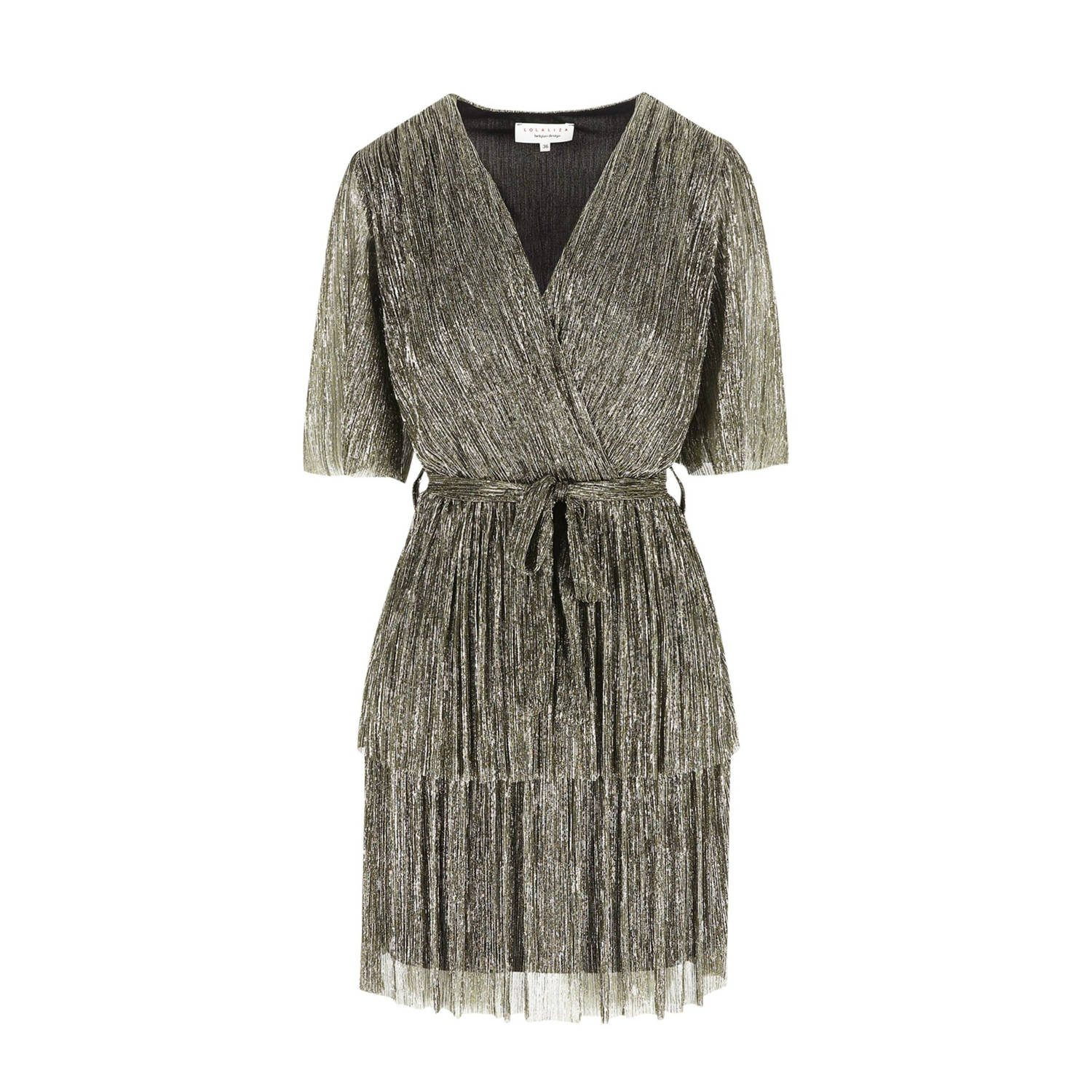 LOLALIZA korte jurk met lurex goud