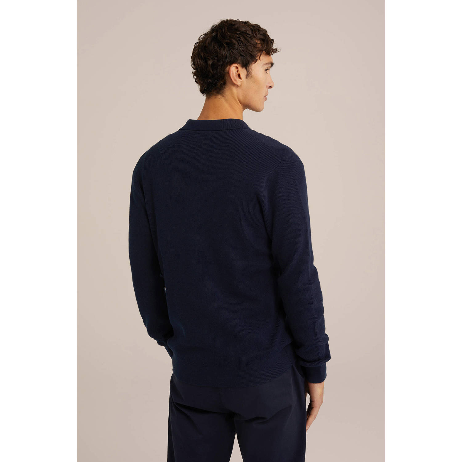 WE Fashion trui donkerblauw fijn gebreid