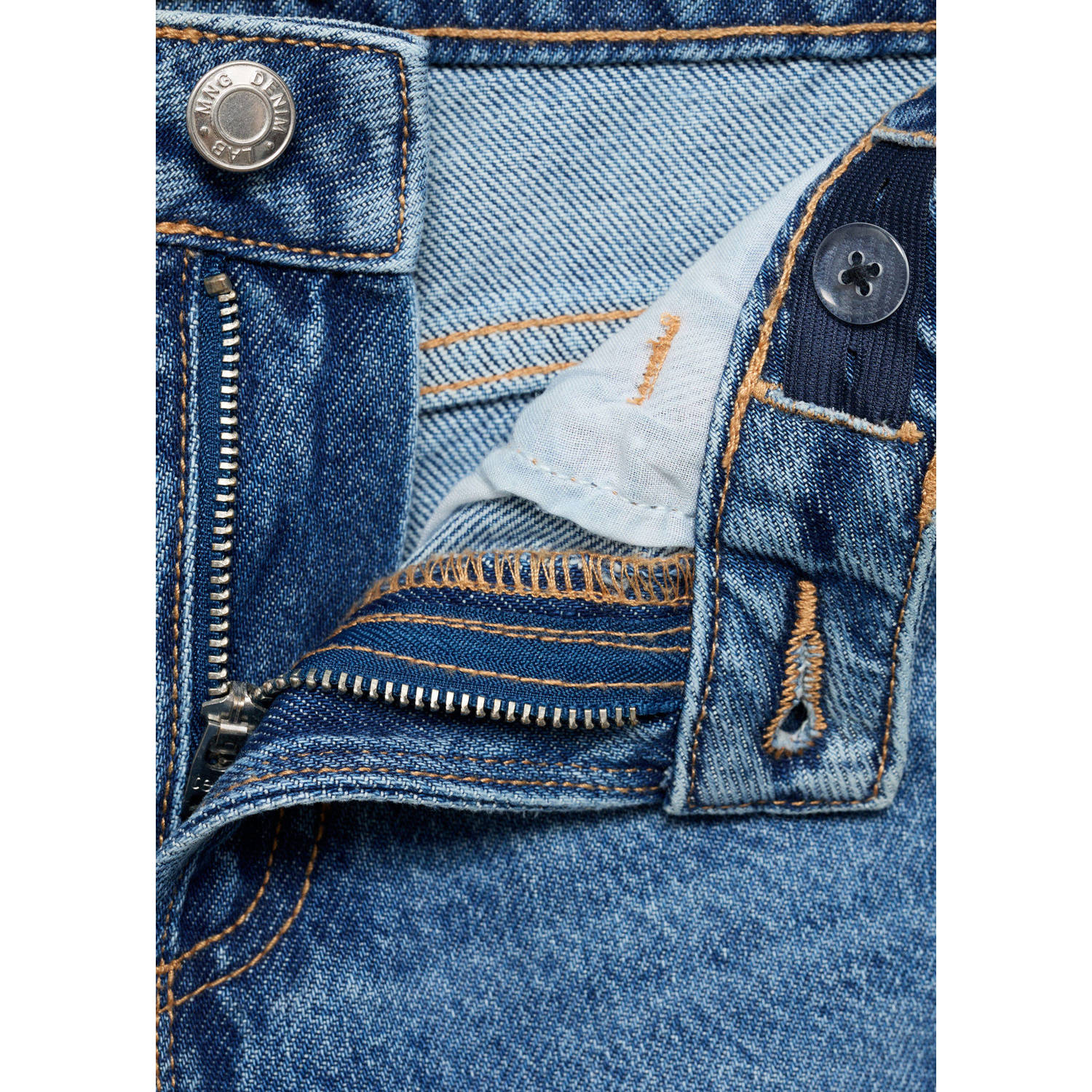 Mango Kids wide leg regular waist jeans medium blue denim