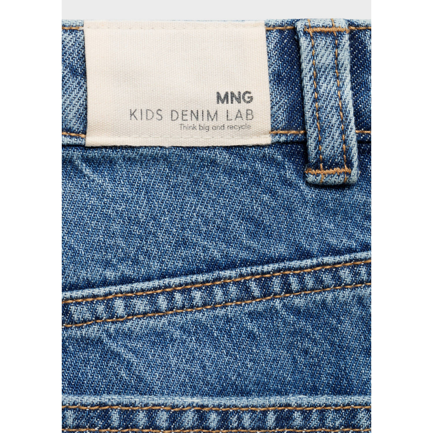 Mango Kids wide leg regular waist jeans medium blue denim