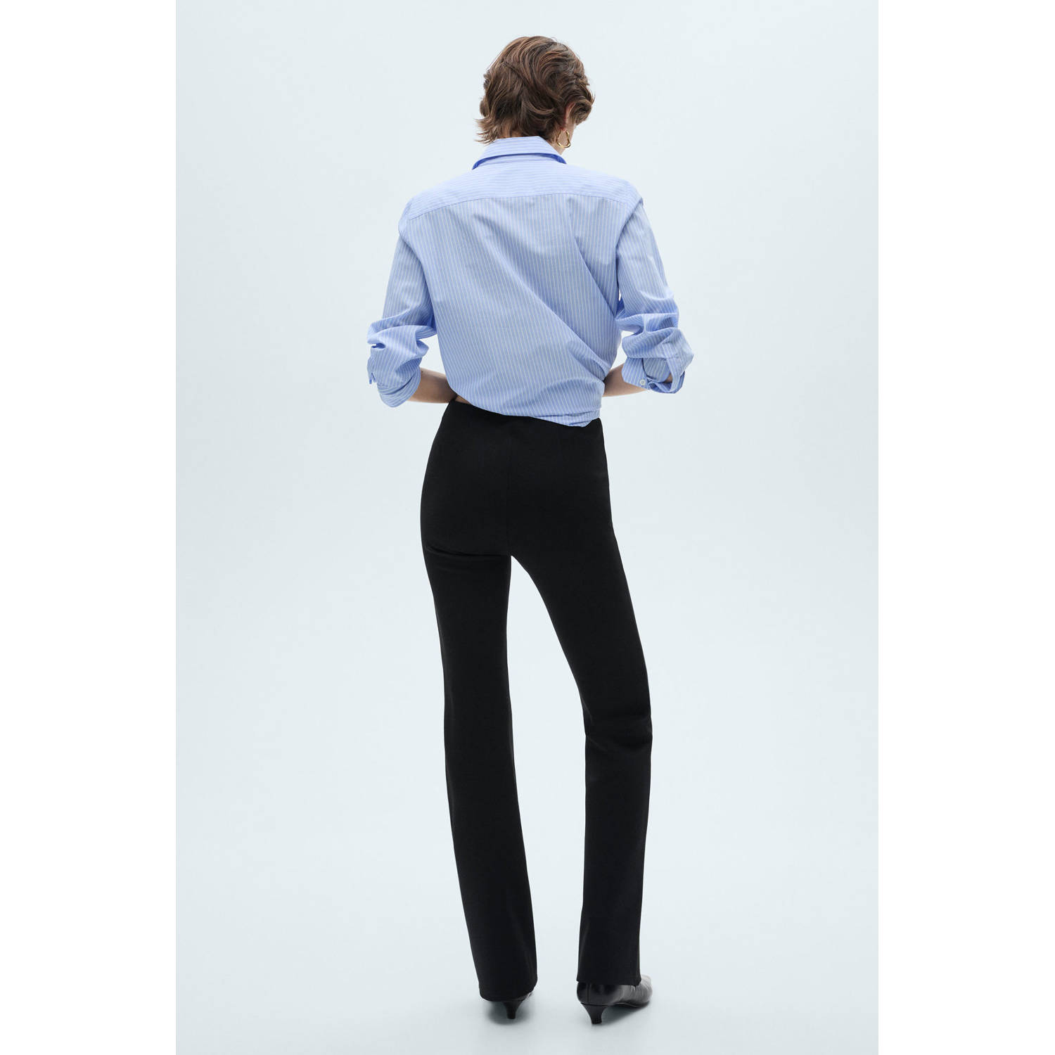 Mango flared regular waist legging zwart