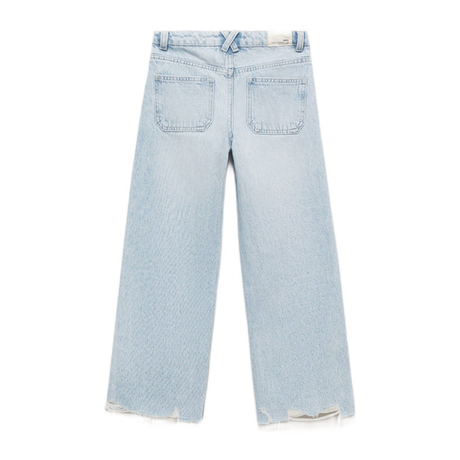 Mango Kids wide leg regular waist jeans light blue denim