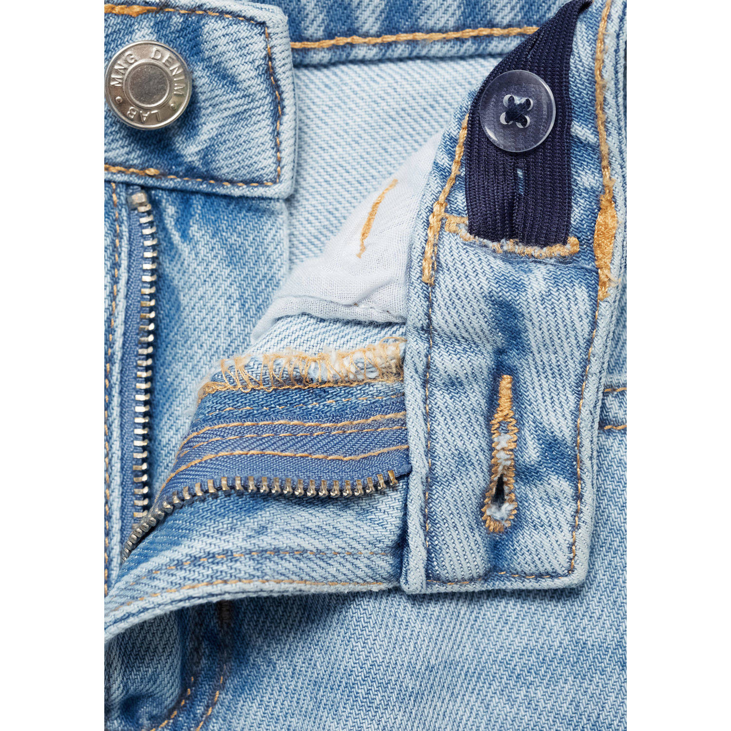 Mango Kids wide leg regular waist jeans light blue denim