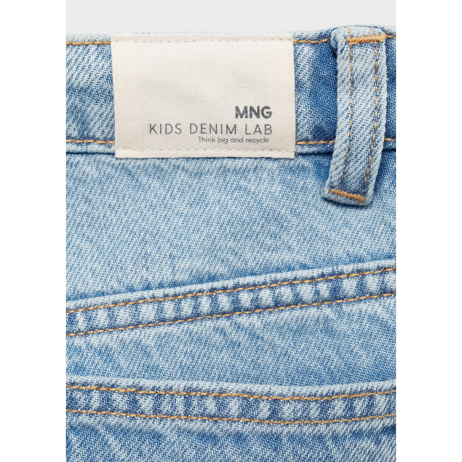 Mango Kids wide leg regular waist jeans light blue denim