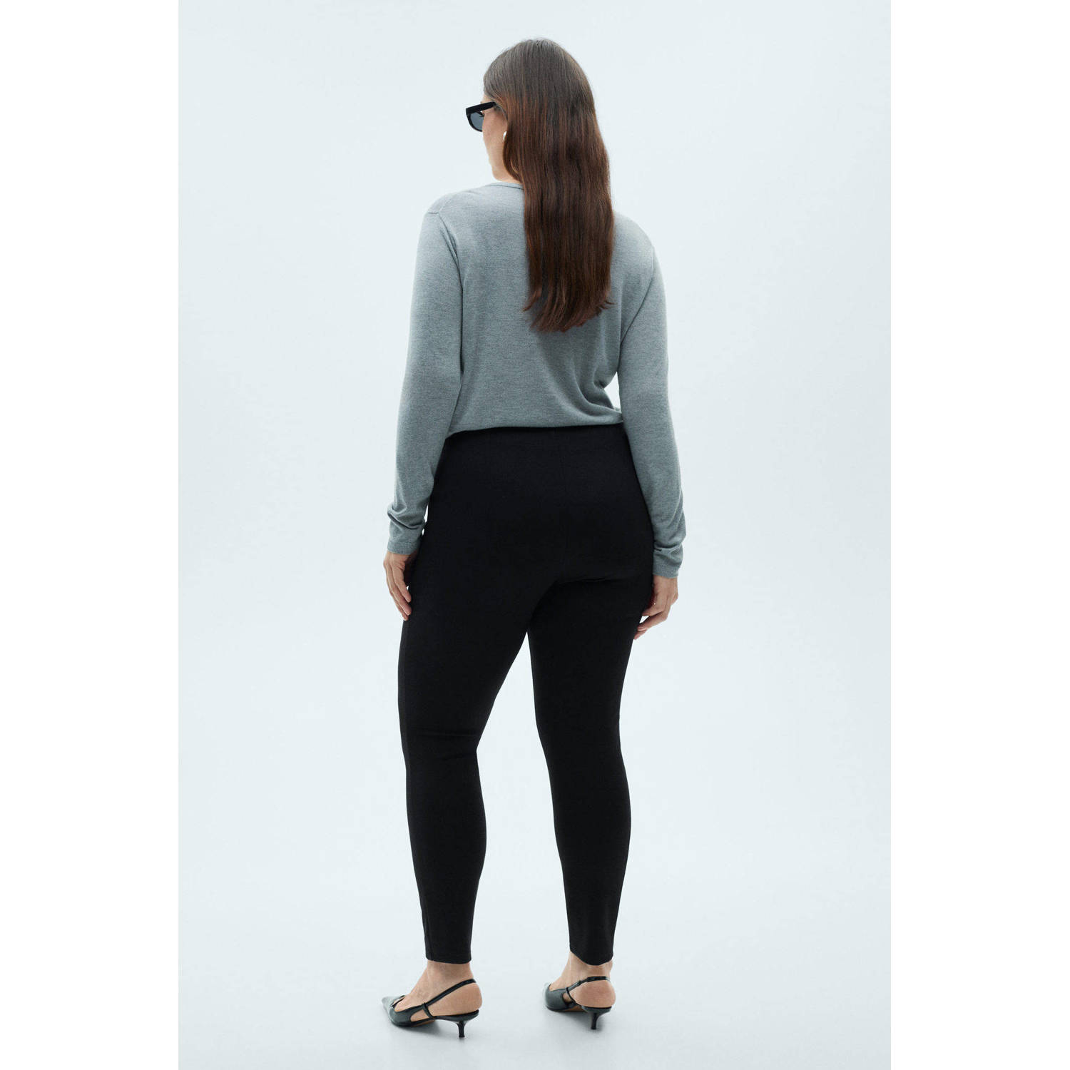 Mango skinny regular waist broek zwart