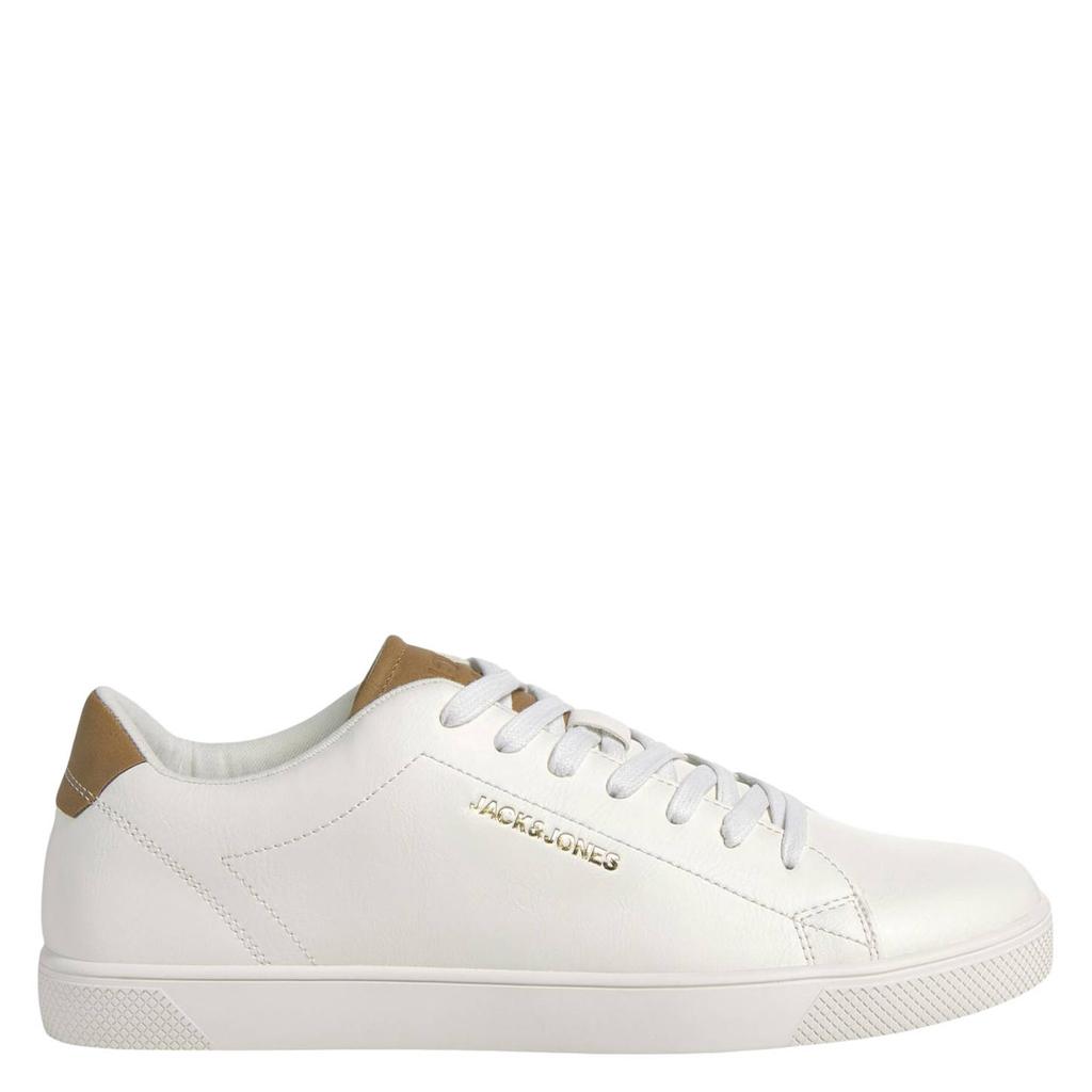 Wit en bruine heren JACK & JONES Jfwbosley Pu Sneaker Noos sneakers van imitatieleer met veters