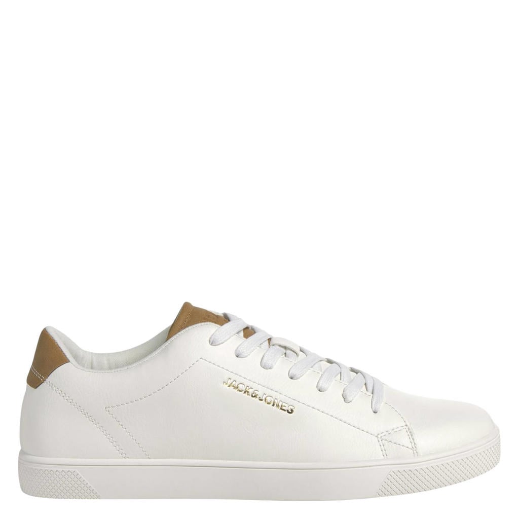 Wit en bruine heren JACK & JONES Jfwbosley Pu Sneaker Noos sneakers van imitatieleer met veters
