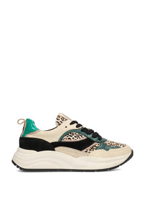 Charu  chunky leren sneakers beige/groen