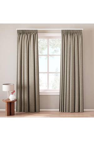 semi verduisterend gordijn kant en klaar zand (per stuk) (300 x 290 cm)*