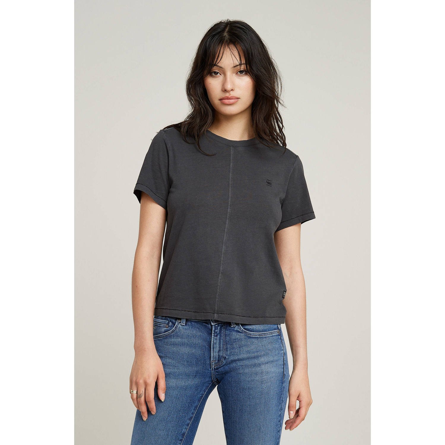 G-Star RAW Overdyed Front Seam Top Zwart Dames