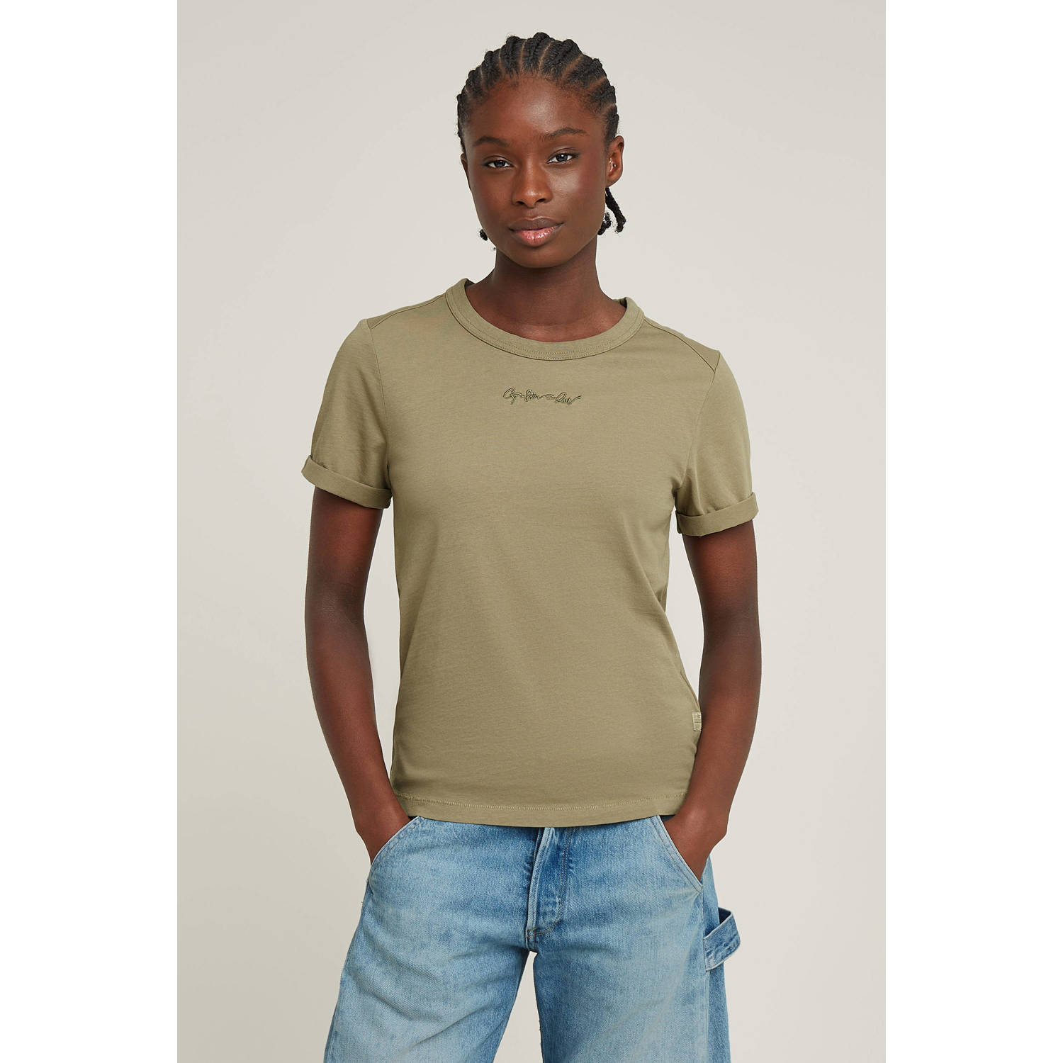 G-Star RAW Embro G-Script Logo Top Groen Dames