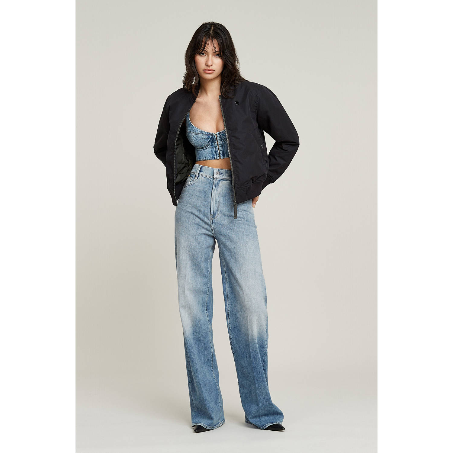 G-STAR high waist loose fit jeans light blue denim