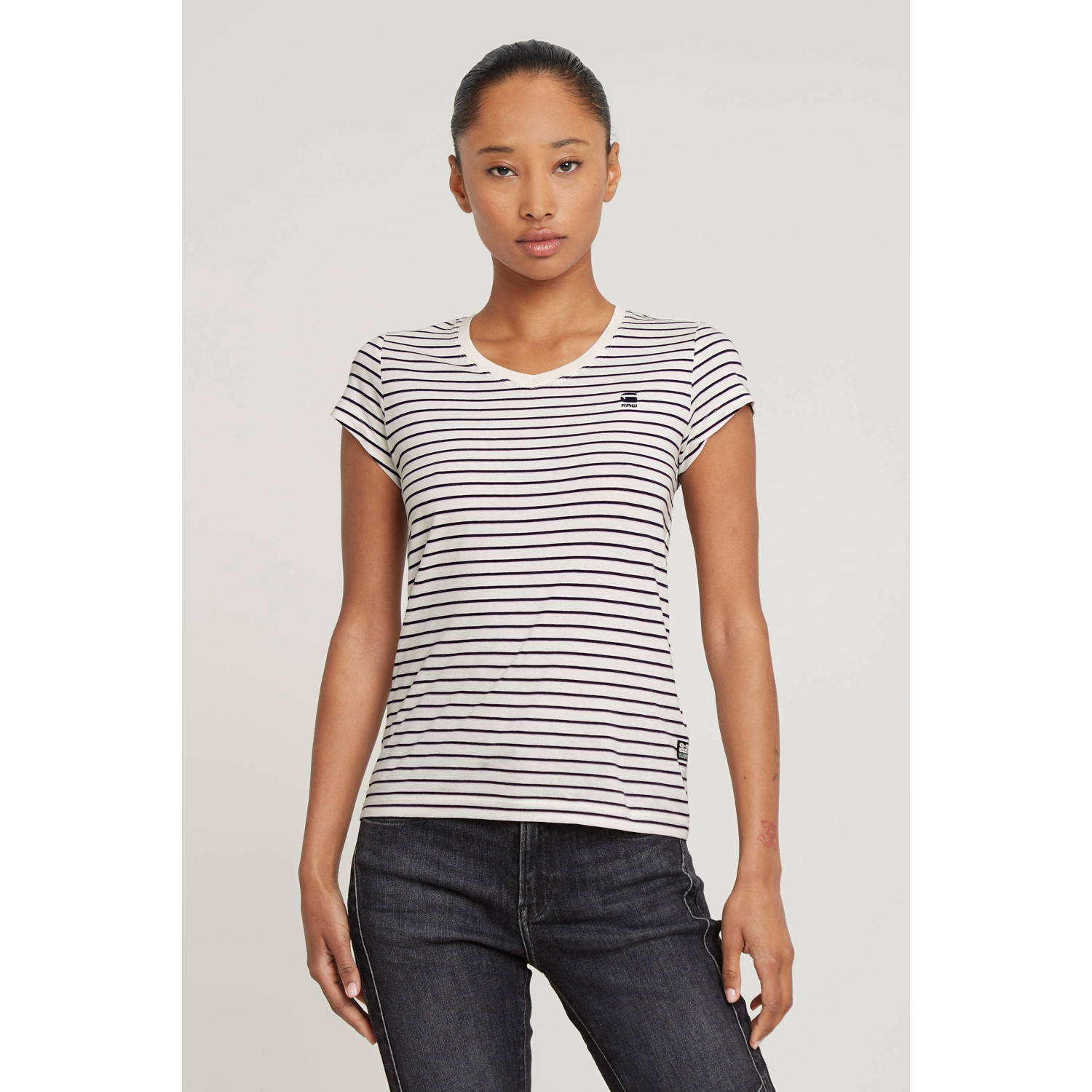 G-Star RAW Stripe Eyben Slim V-Hals Top 2.0 Meerkleurig Dames