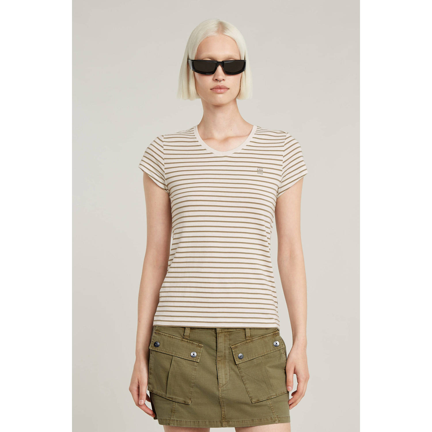 G-Star RAW Stripe Eyben Slim V-Hals Top 2.0 Meerkleurig Dames