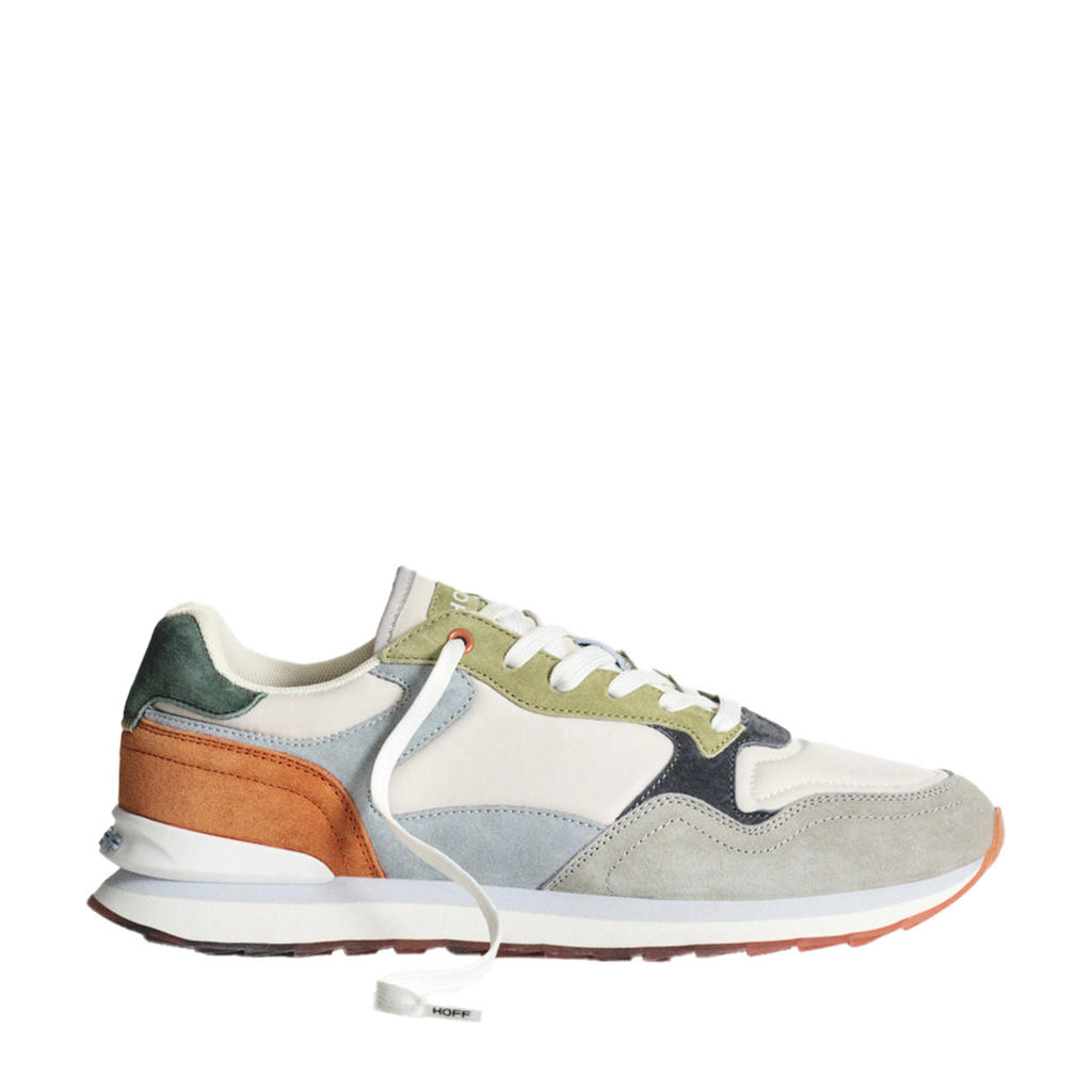 Grijs, oranje en blauwe heren HOFF City leren sneakers van 70% leer/30% textiel met veters