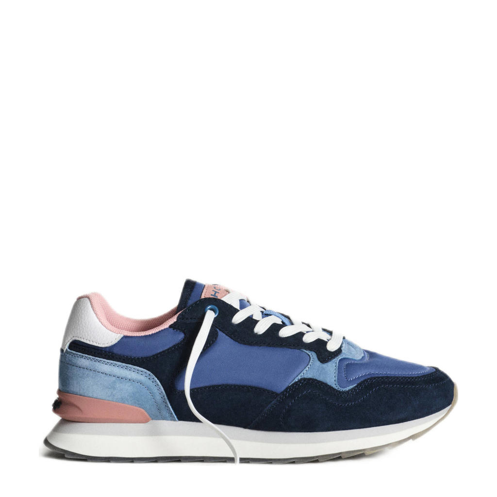 Blauwe dames HOFF City leren sneakers van 70% leer/30% textiel met veters