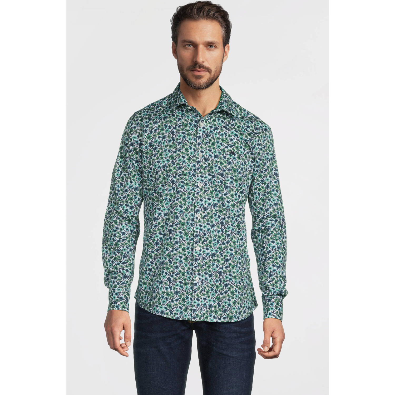 LERROS casual overhemd blauw