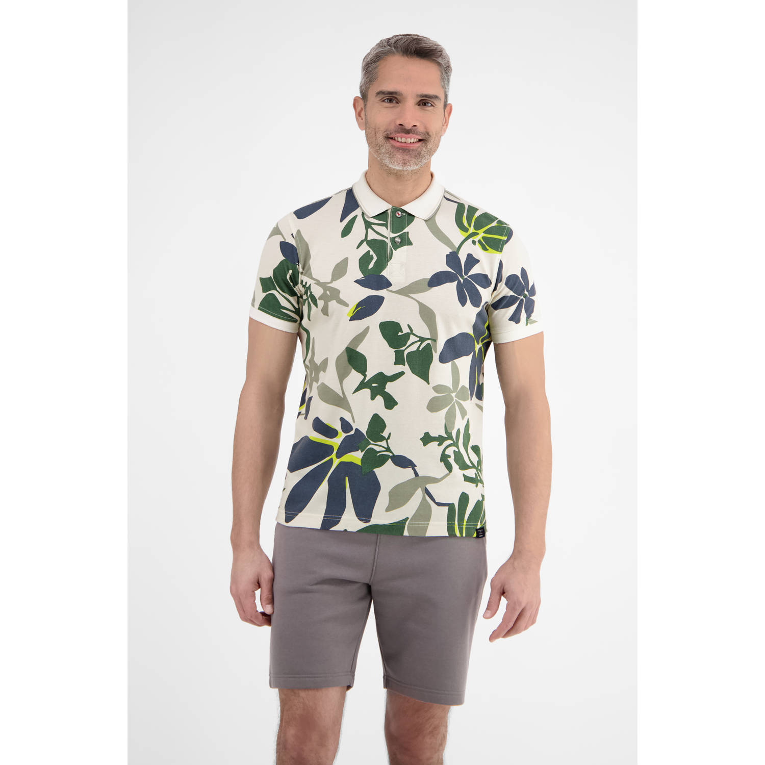 Lerros Regular fit poloshirt met geribde mouwboordjes