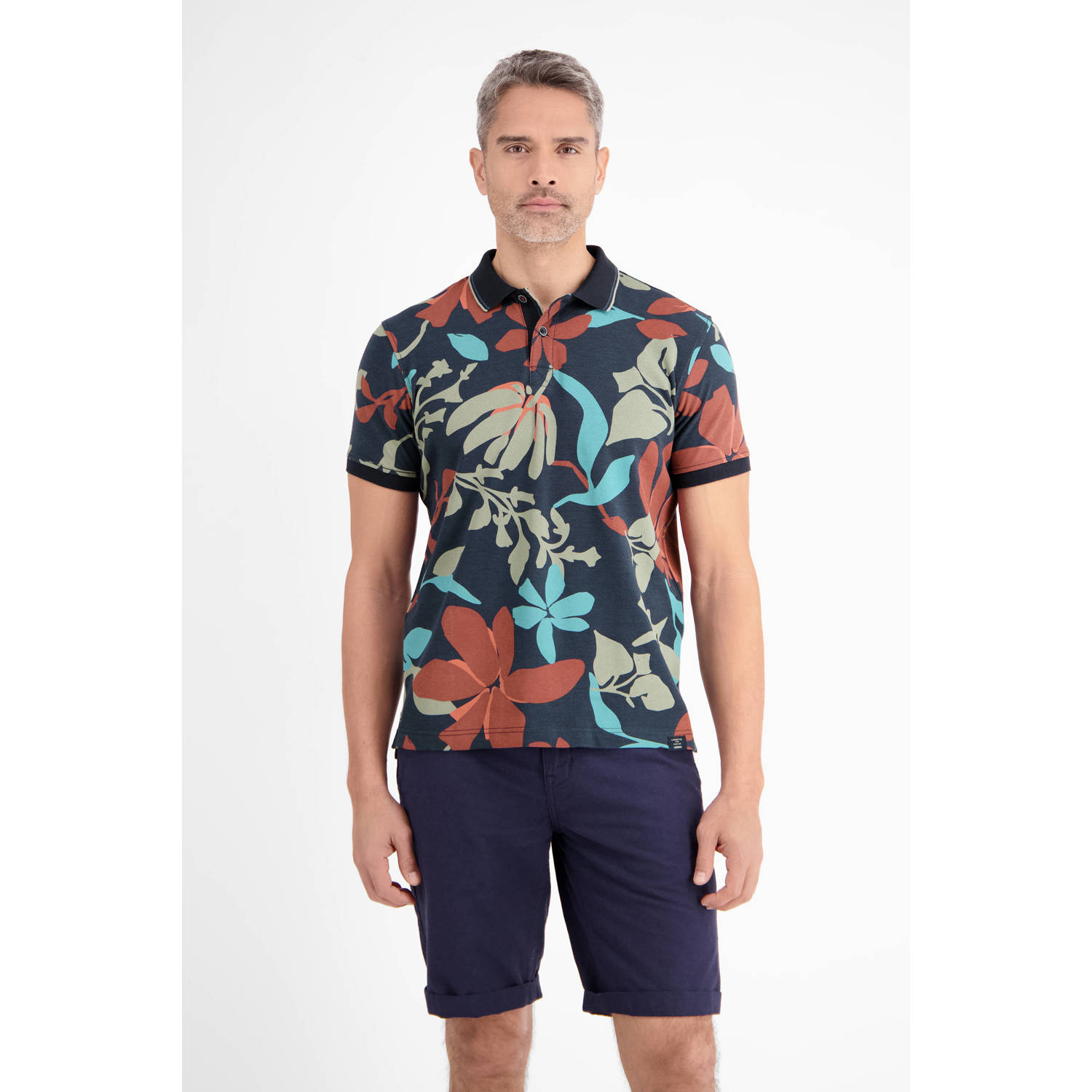 Lerros Regular fit poloshirt met geribde mouwboordjes
