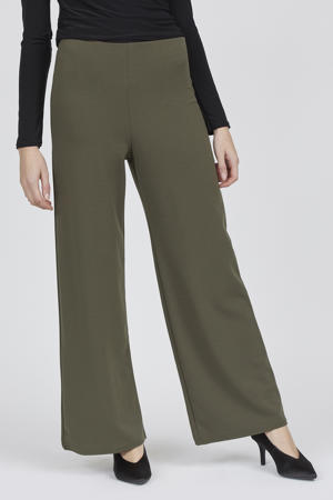 wide leg high waist palazzo broek kaki