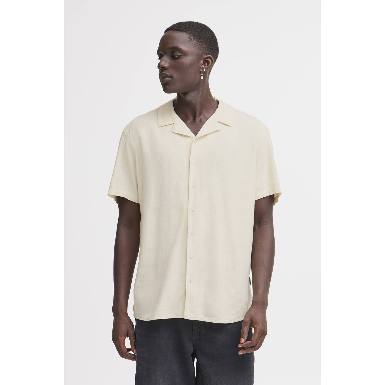 Blend linnen casual overhemd zand