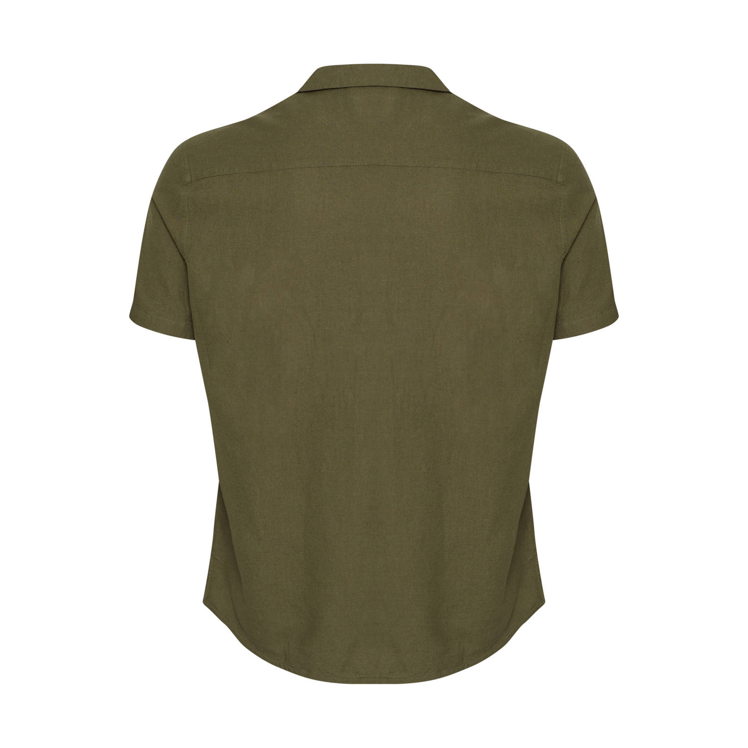 Blend linnen casual overhemd olijfgroen