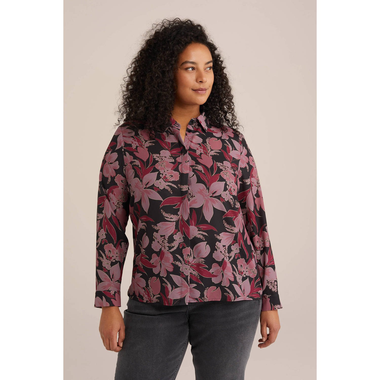 WE Fashion Curve blouse roodbruin
