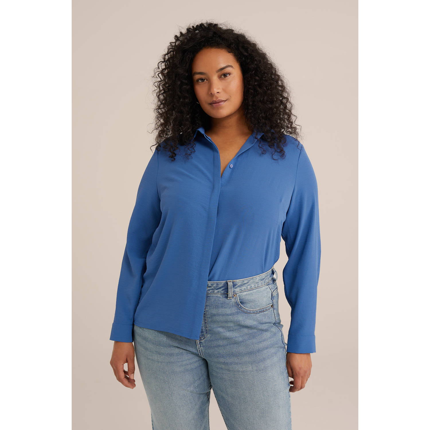 WE Fashion Curve blouse blauw