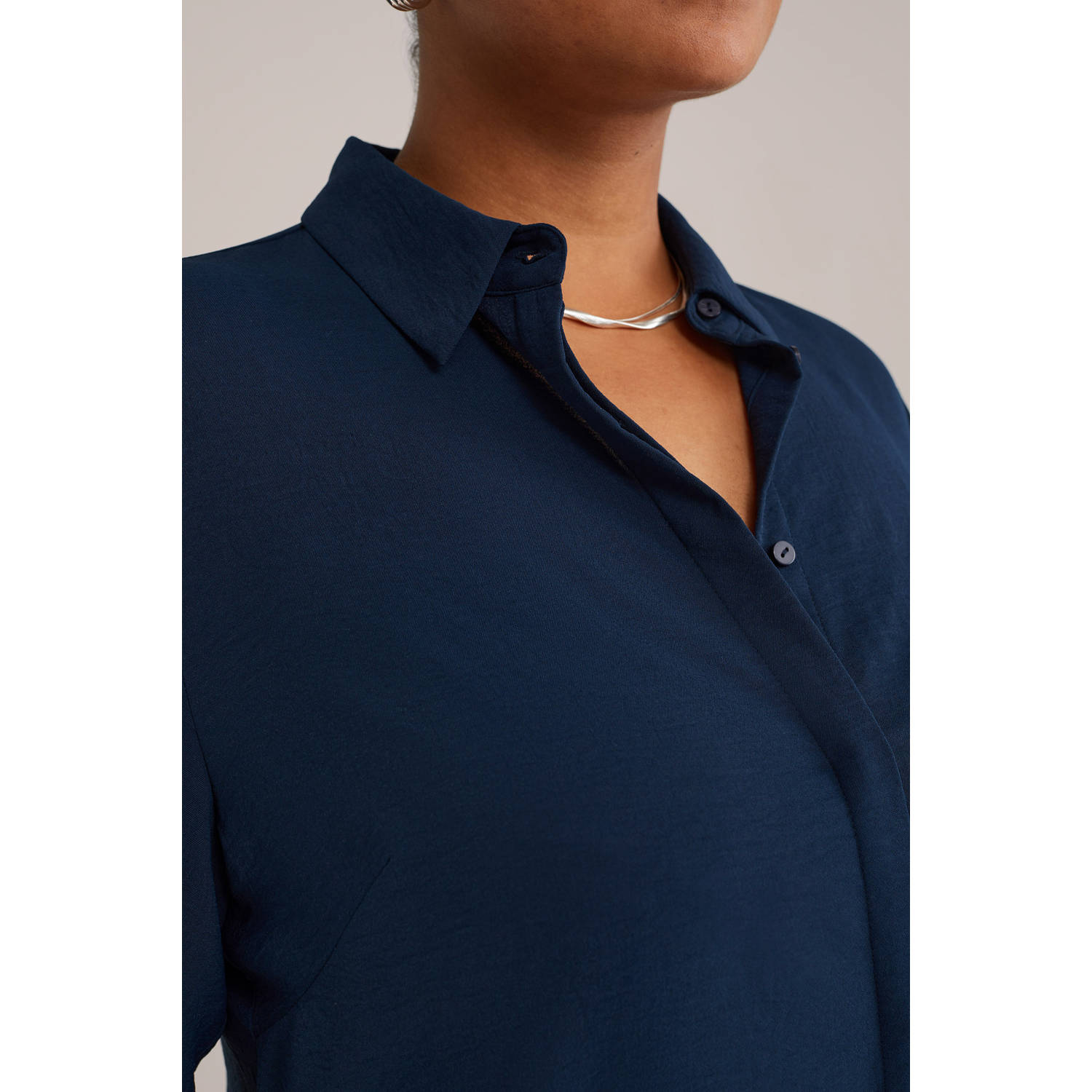 WE Fashion Curve blouse donkerblauw