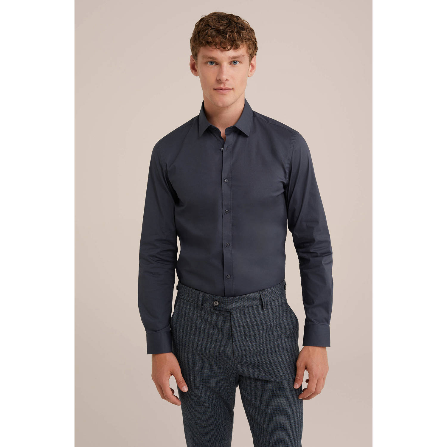 WE Fashion WE Fundamentals Tall fit overhemd grijs