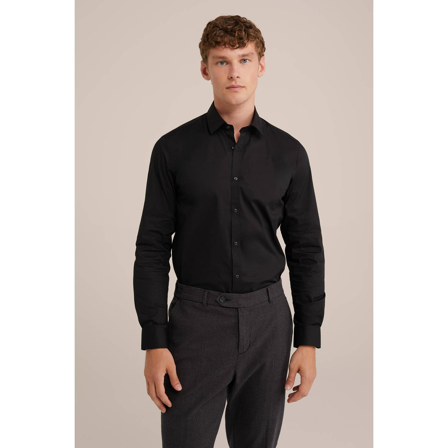 WE Fashion WE Fundamentals Tall fit overhemd zwart