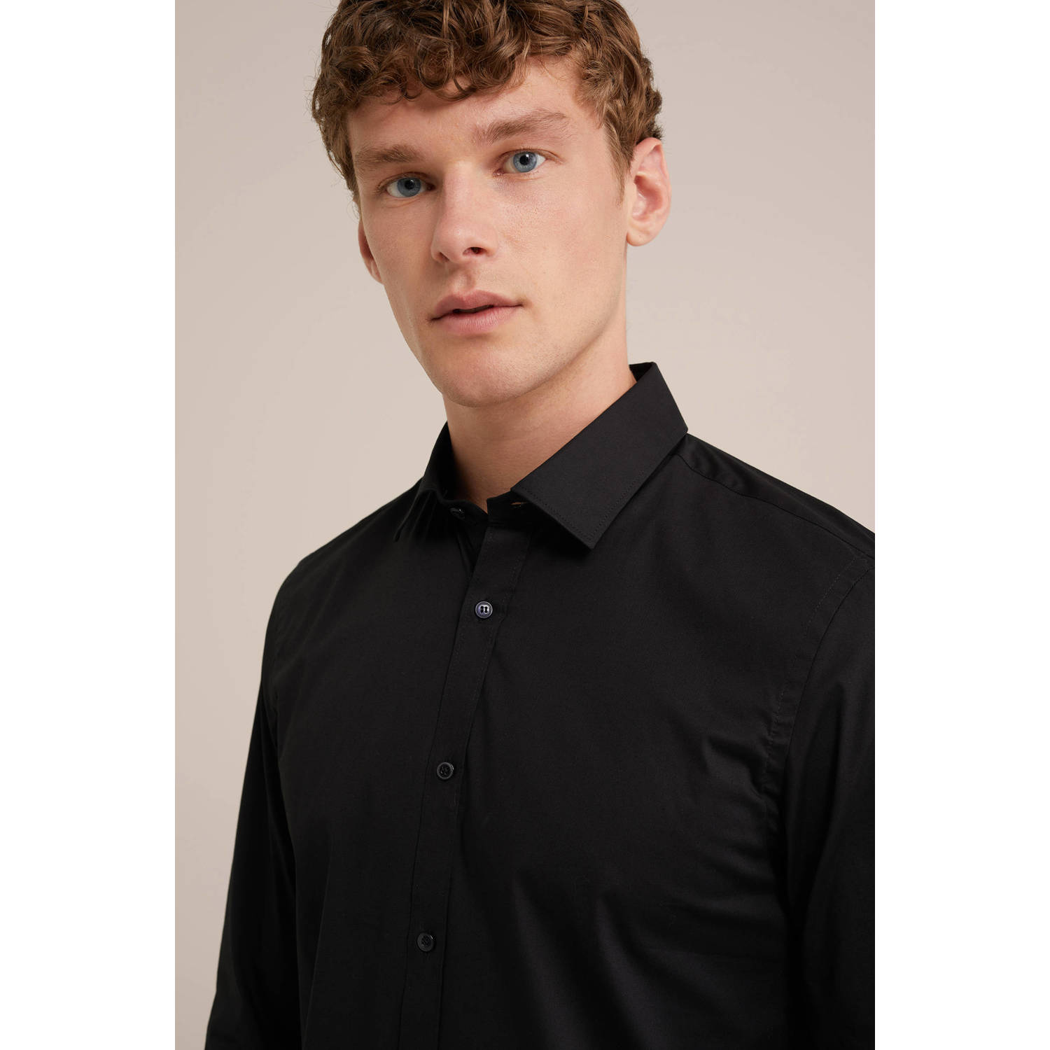 WE Fashion WE Fundamentals Tall fit overhemd zwart