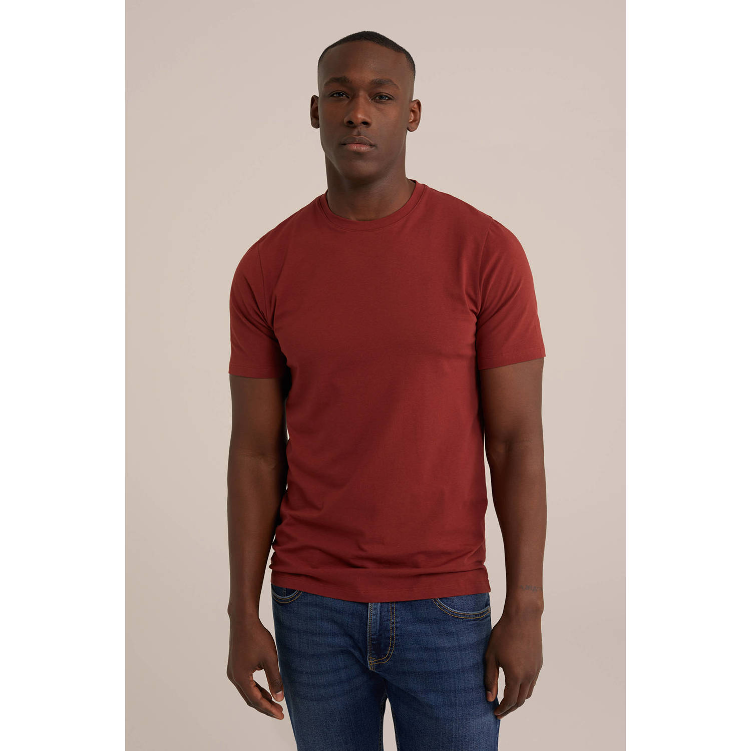 WE Fashion T-shirt donkerrood