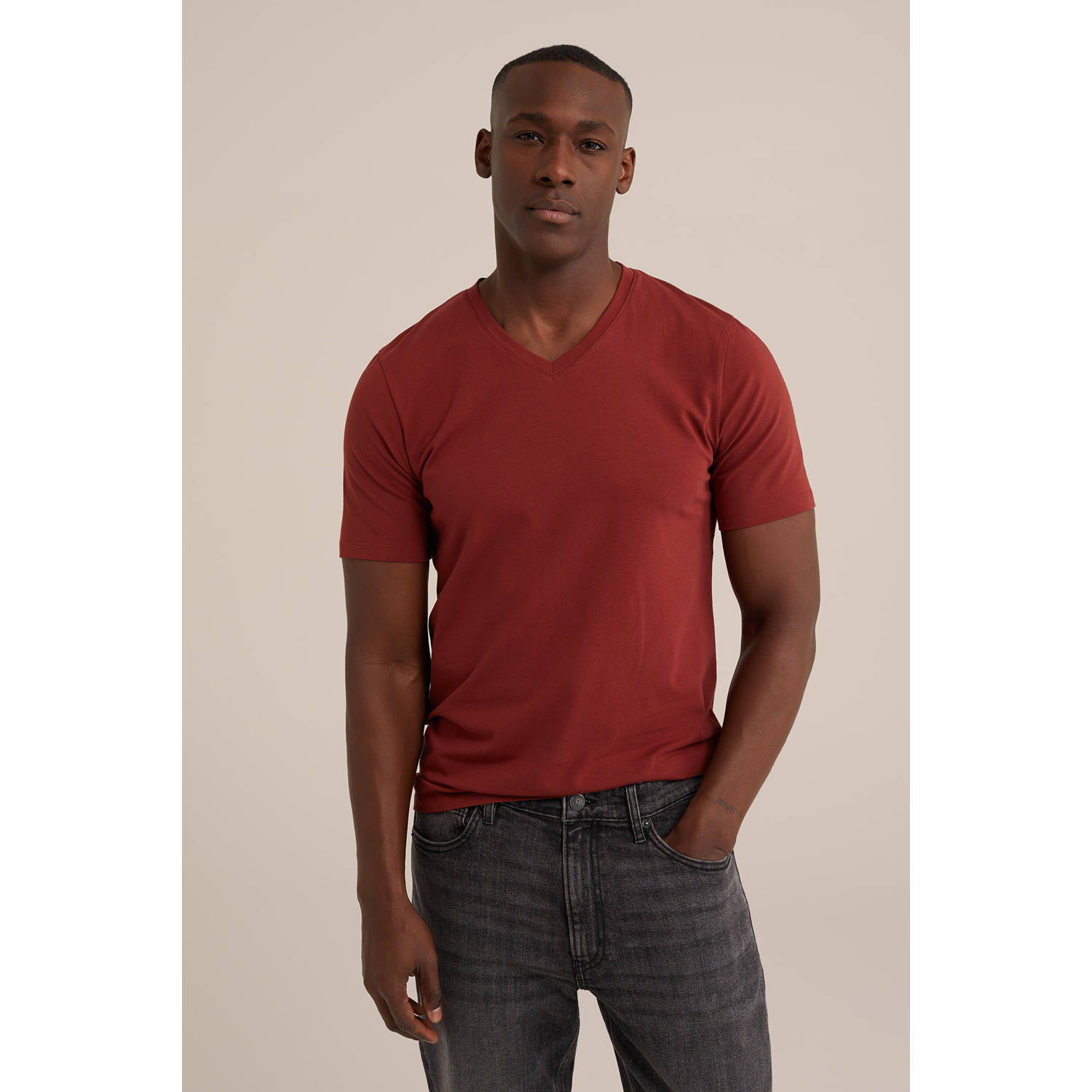 WE Fashion T-shirt donkerrood