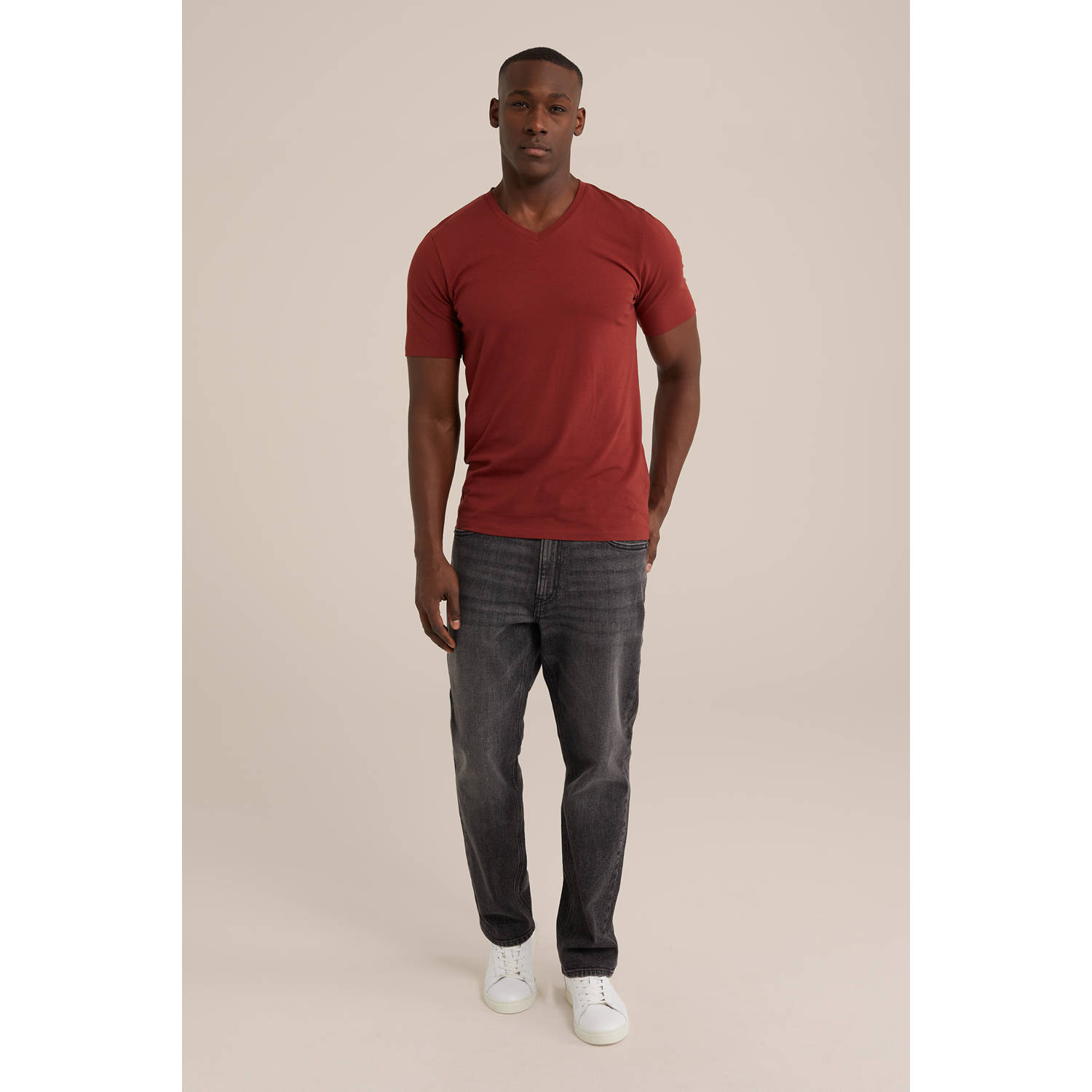 WE Fashion T-shirt donkerrood