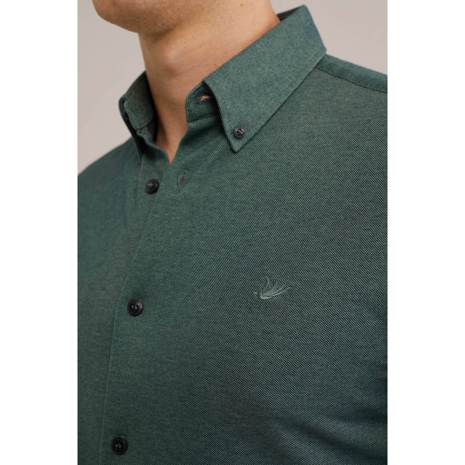 WE Fashion WE Fundamentals casual overhemd donkergroen