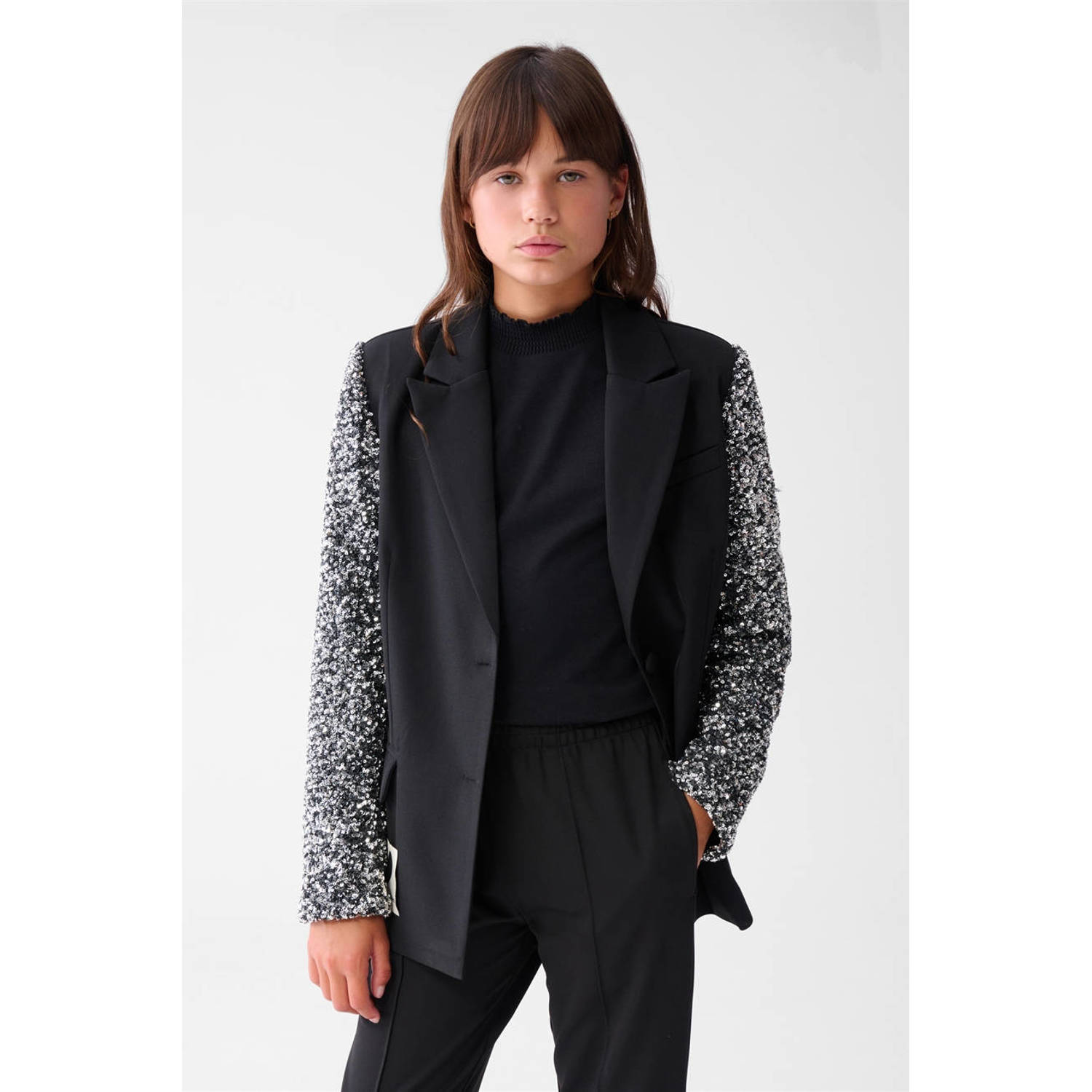 Shoeby regular blazer zwart pailletten