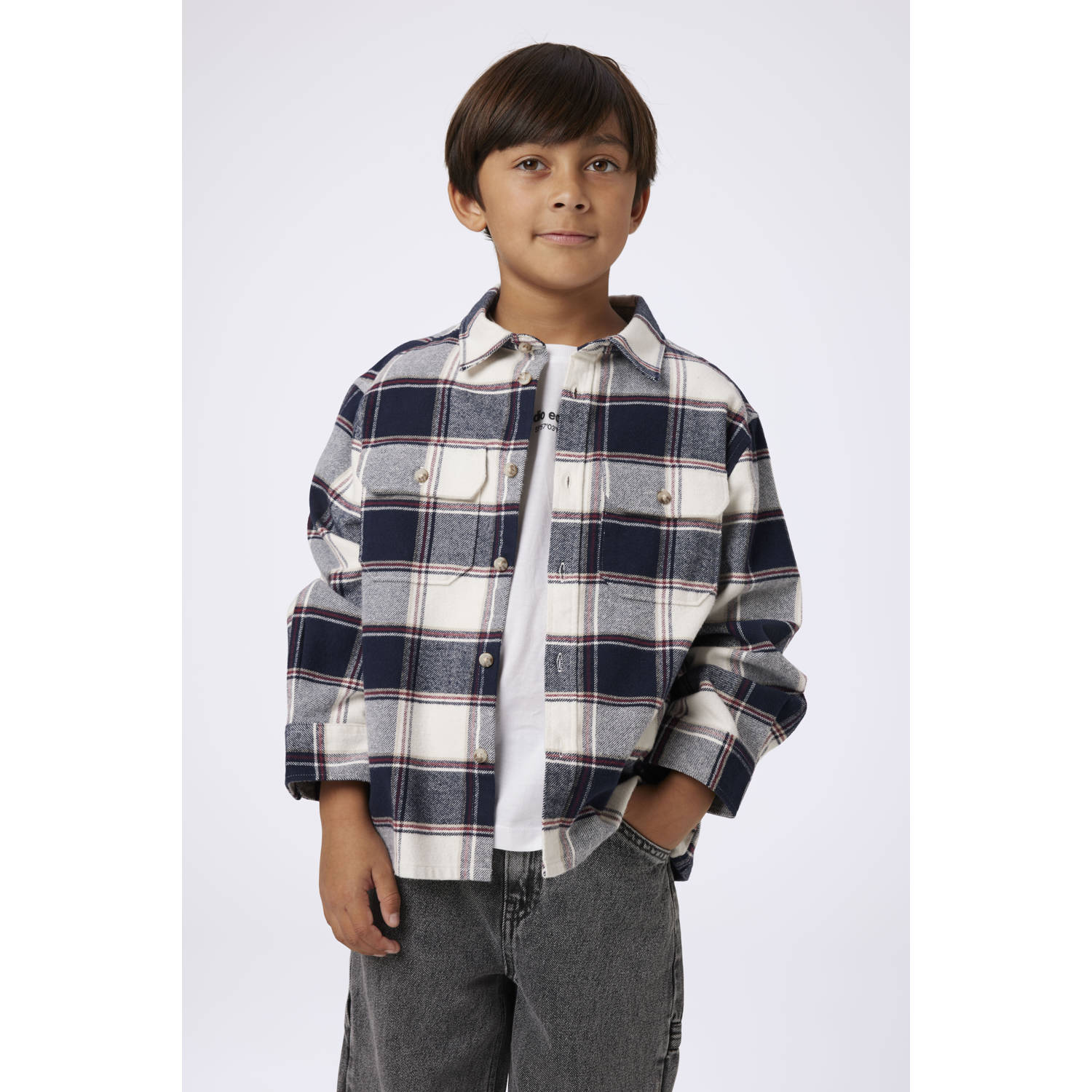 NAME IT KIDS overshirt NKMTAMOL met ruitdessin donkerblauw