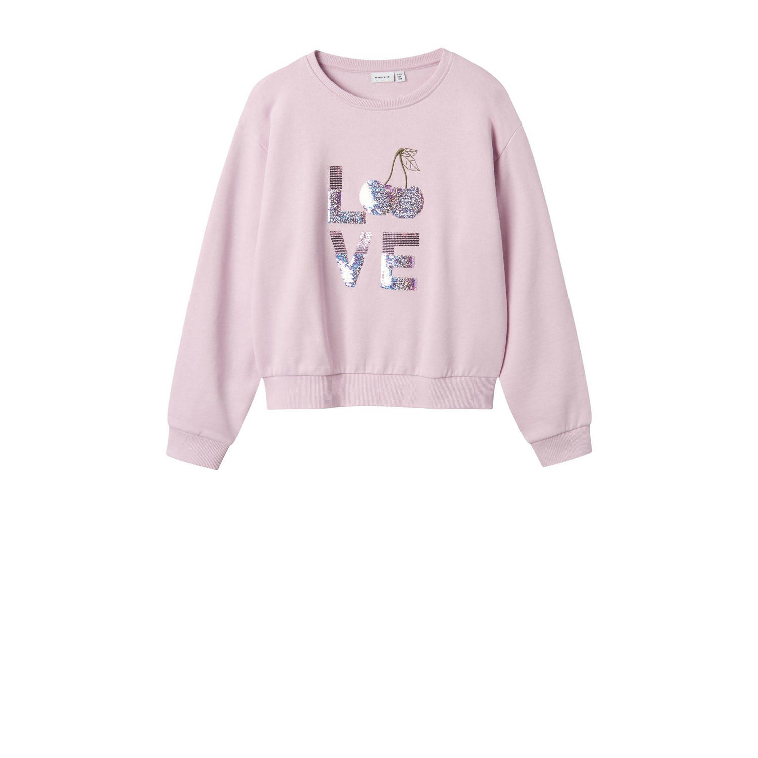 NAME IT KIDS sweater roze met pailletten