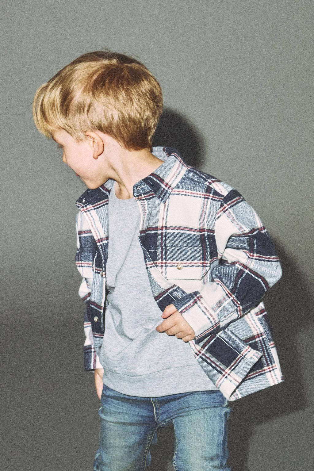 NAME IT MINI geruit overshirt NMMTAMOL donkerblauw