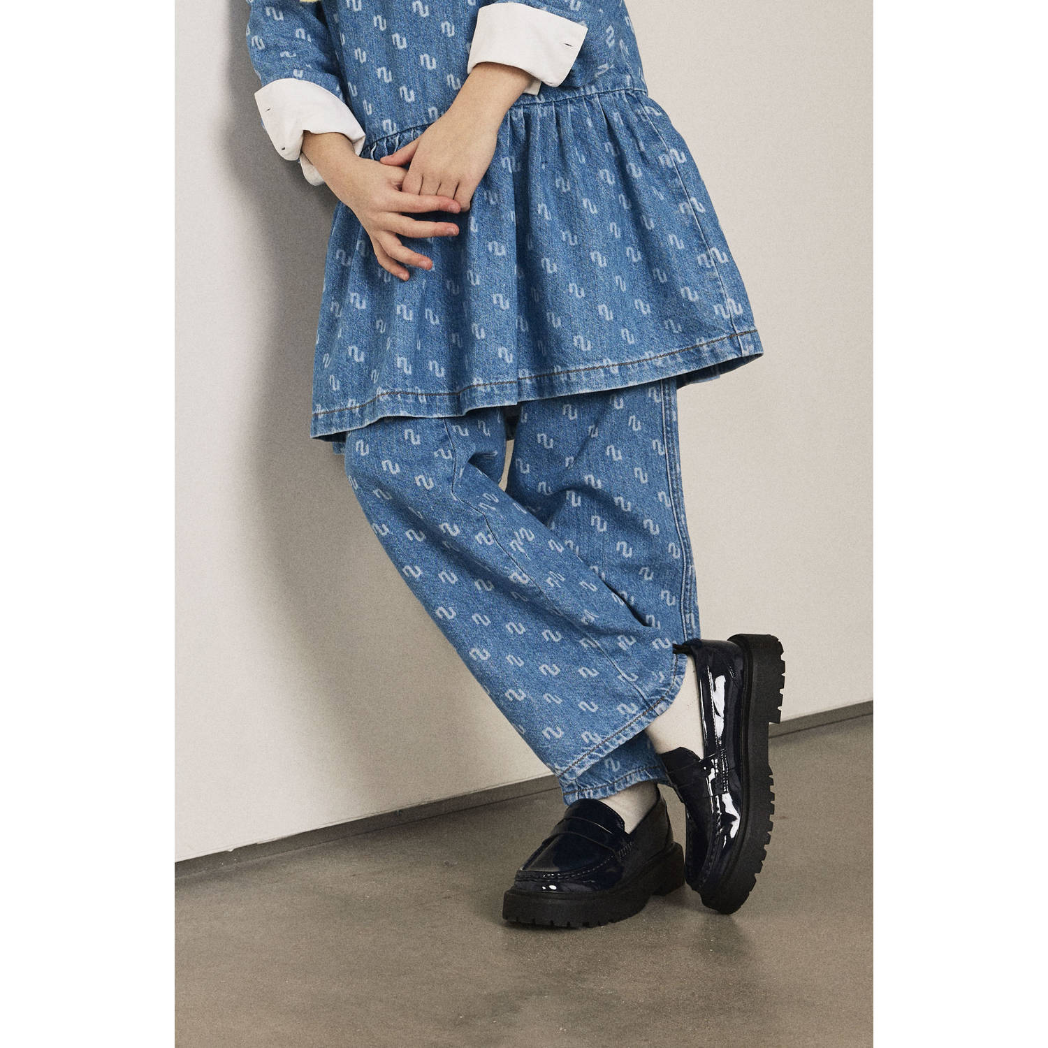 NAME IT KIDS wide leg regular waist jeans medium blue denim