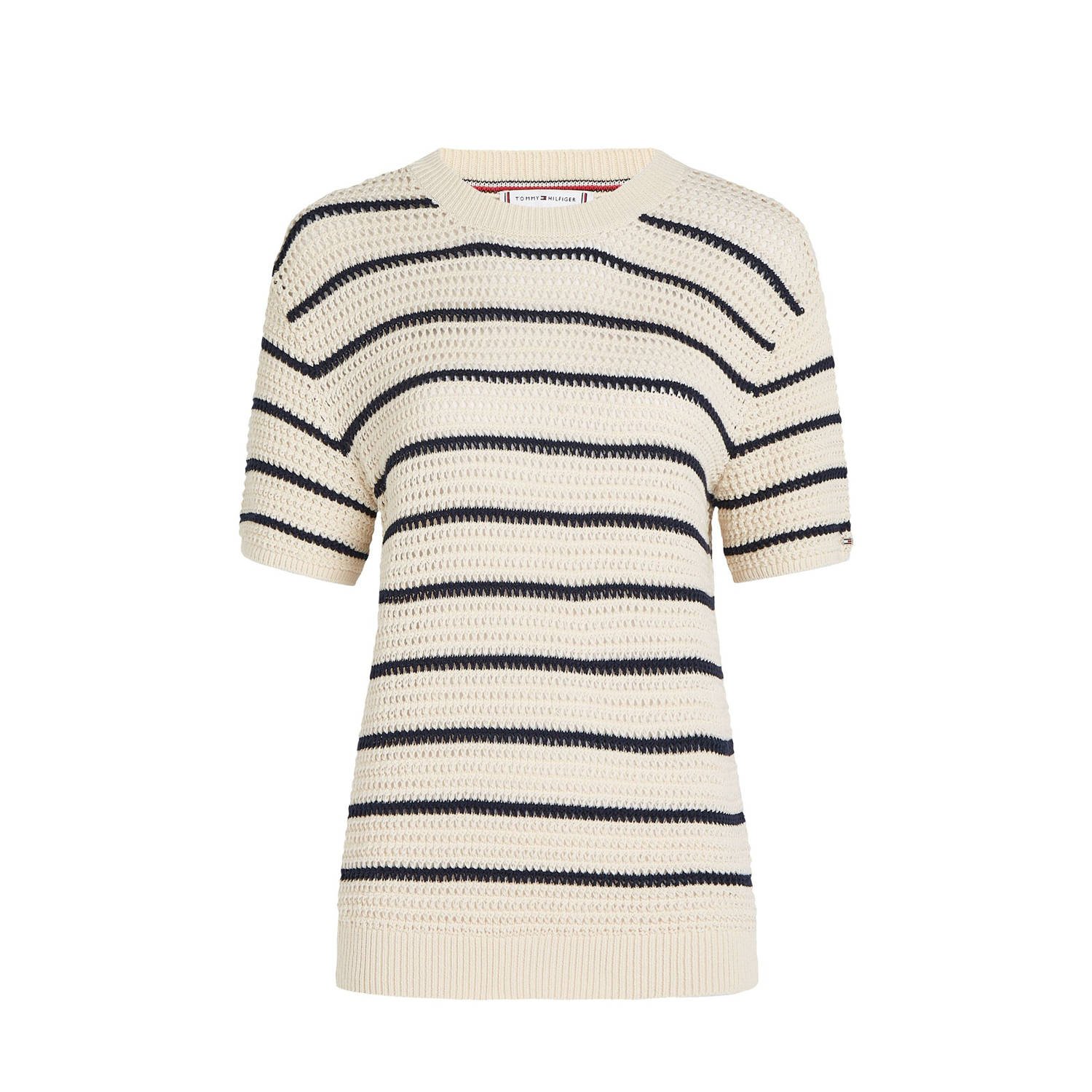 Tommy Hilfiger Regular fit gehaakte pullover van katoenmix
